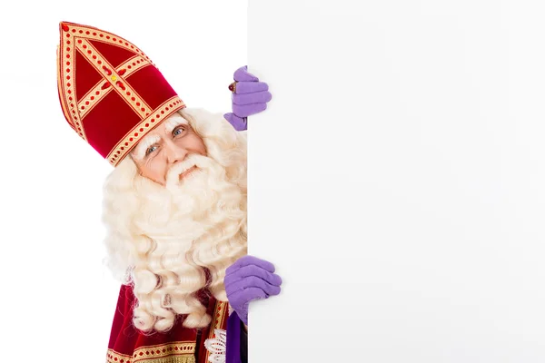 Sinterklaas with blank cardboard — Stock Photo, Image