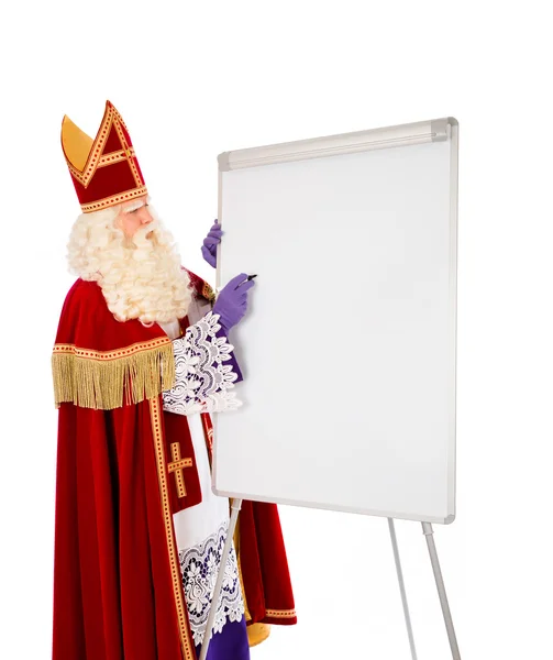 Sinterklaas with blank whiteboard — Stock Photo, Image