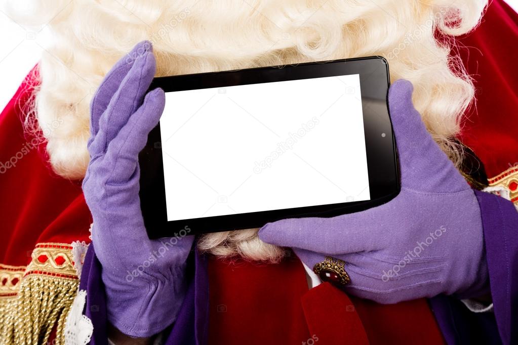 Sinterklaas with tablet