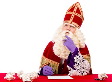 Sinterklaas düşünme poz
