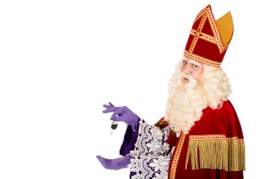 Beyaz arka plan üzerinde araba tuşunu basılı tutarak Sinterklaas