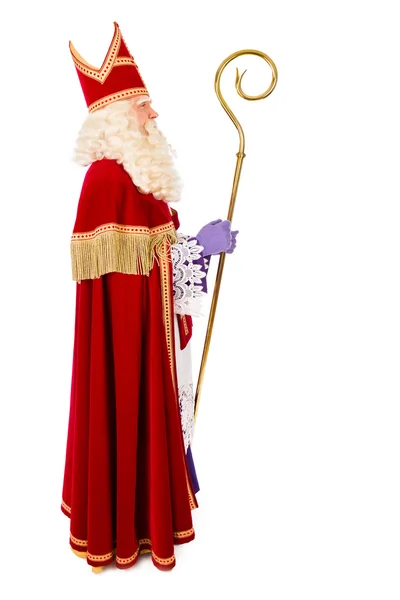 Sinterklaas em fundo branco. comprimento total — Fotografia de Stock