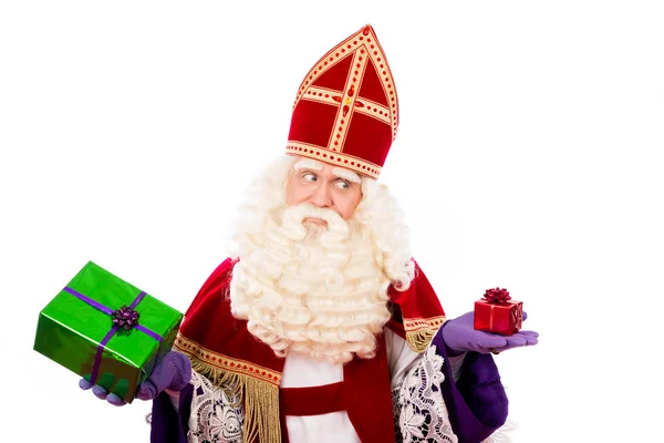 Sinterklaas mostrando presentes — Fotografia de Stock