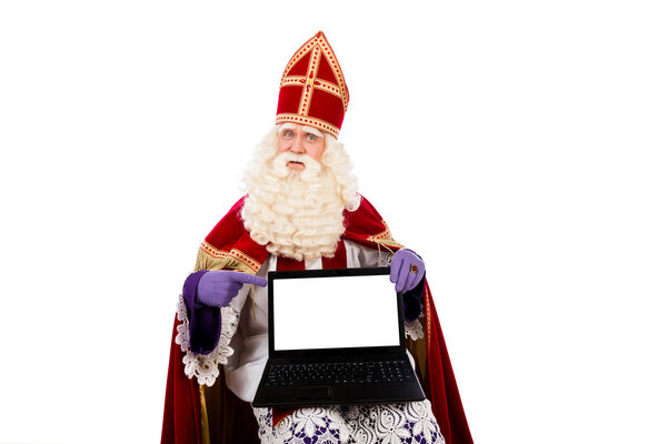 Sinterklaas с ноутбуком

