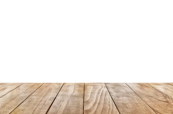 Mesa de madeira isolada sobre fundo branco — Fotografia de Stock