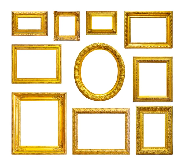 Set Golden Vintage Frame White Background — Stock Photo, Image