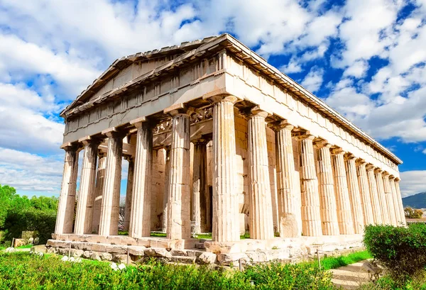 Храм Хефеста Афінах Греція Сонячний Вид Давньогрецькі Руїни Центрі Афін — стокове фото