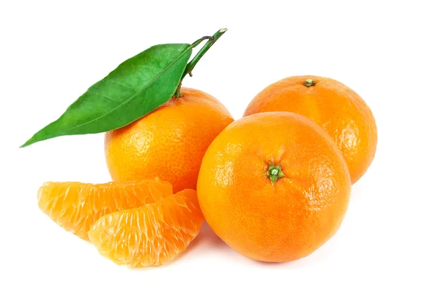 Fresh juicy tangerine on white background — Stock Photo, Image