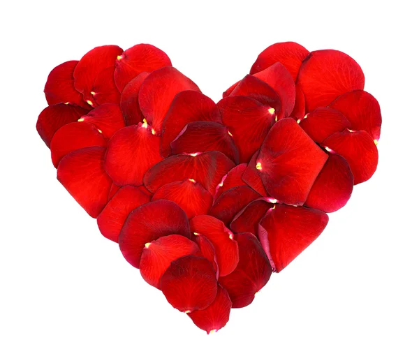 Heart of red rose petals — Stock Photo, Image