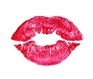 Güzel kırmızı dudaklar beyaza izole edilmiş