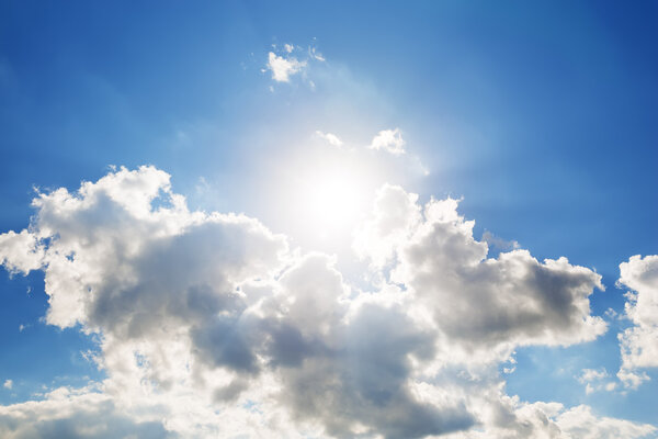  sky with clouds and sun