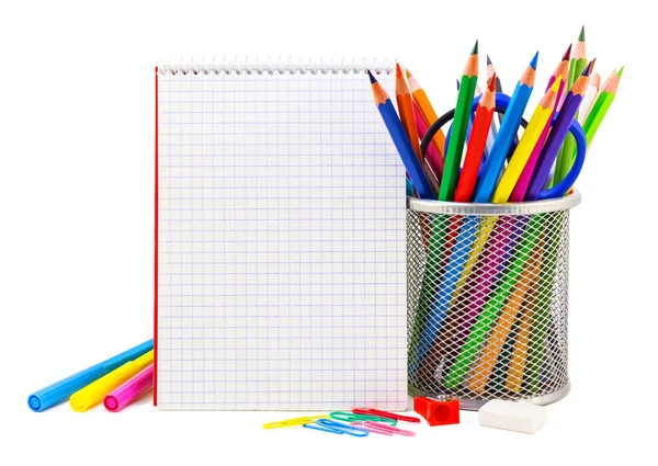 School stationery on a white — Stock Photo, Image