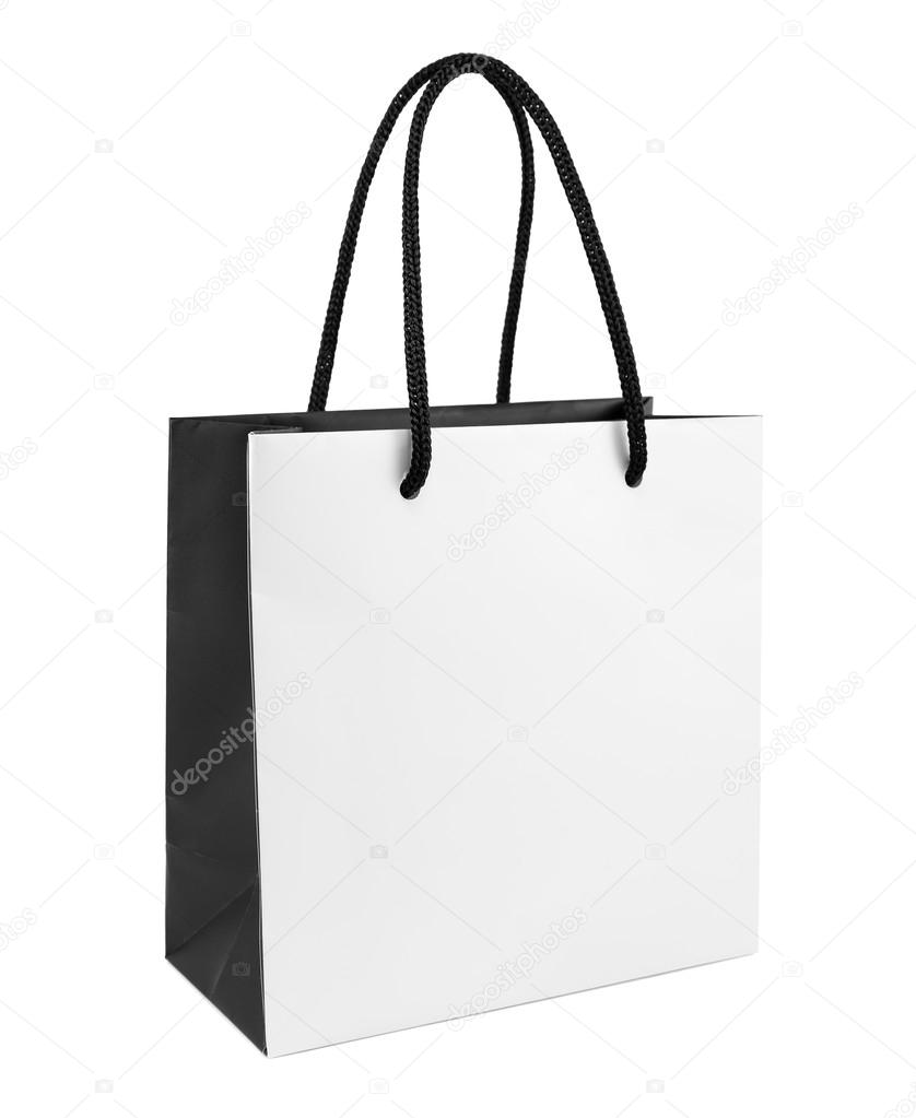 White and black paper shopping bag — Stock Photo © Preto_perola 81584200