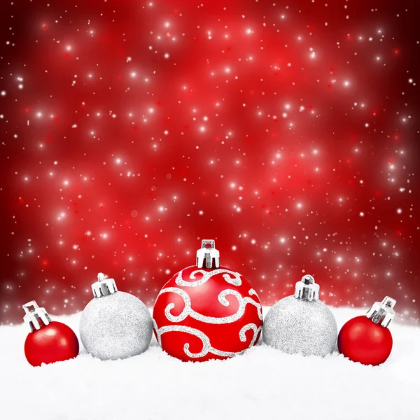 Tre palline rosse di Natale — Foto Stock