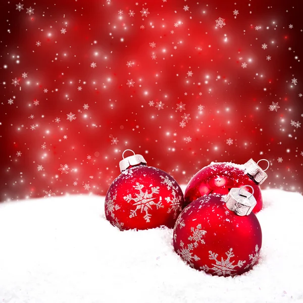 Beautiful christmas balls on the red background — Stock Photo, Image