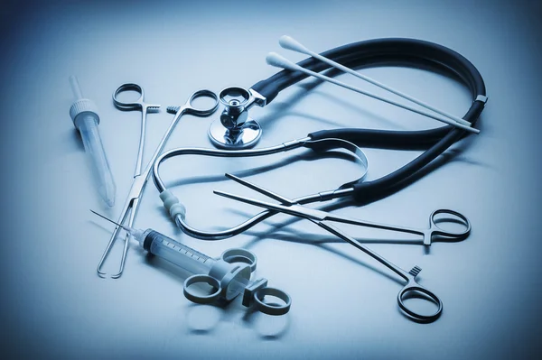 Medical instruments in blues — Stock Photo, Image