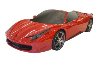 Kırmızı orta motorlu İtalyan spor izole Araba,
