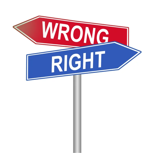 Right and wrong street signs, isolated — Stock Photo, Image