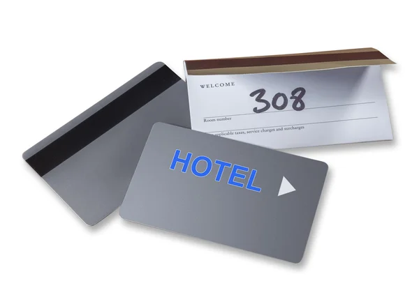 Kart do budynku hotelu lub cardkeys, na białym tle — Zdjęcie stockowe