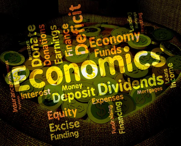 Wirtschaft Wort zeigt Finanzen fiskal- und sparsam — Stockfoto