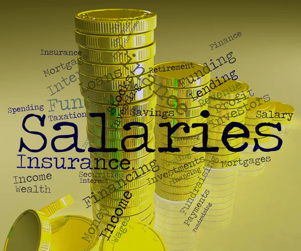 Salaries Word Indicates Income Money And Pay — Stock Photo, Image