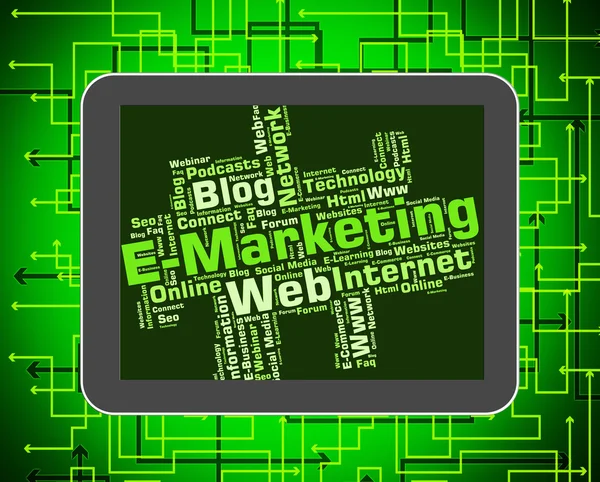 Emarketing Word pokazuje sieci World Wide Web i Internet — Zdjęcie stockowe