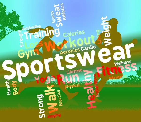 Palavra Sportswear indica camisolas de texto e Wordcloud — Fotografia de Stock