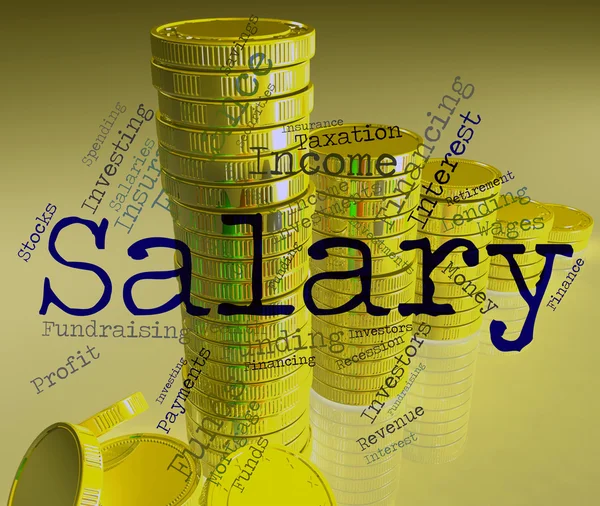 Salary Word Means Wage Pay And Words — Stock Photo, Image