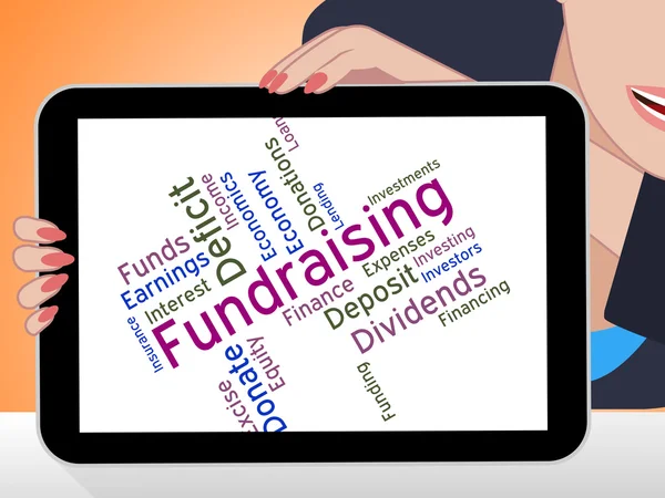 Fundraising Word Rappresenta Contributo Donare e Dare — Foto Stock