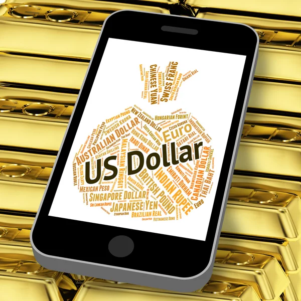 Us Dollar Indicates Currency Exchange And Coin — Stock Photo, Image