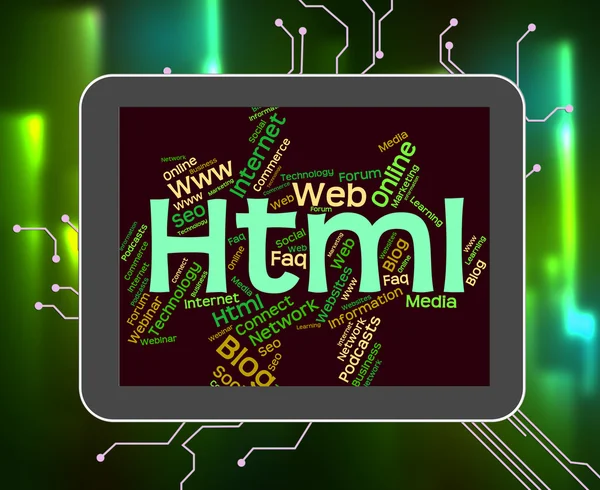 HTML Word wskazuje sieci World Wide Web i kod — Zdjęcie stockowe