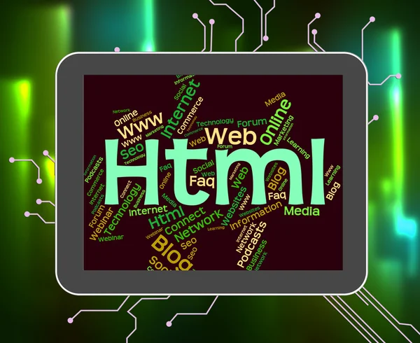 Html Word вказує на всесвітню павутину і код — стокове фото