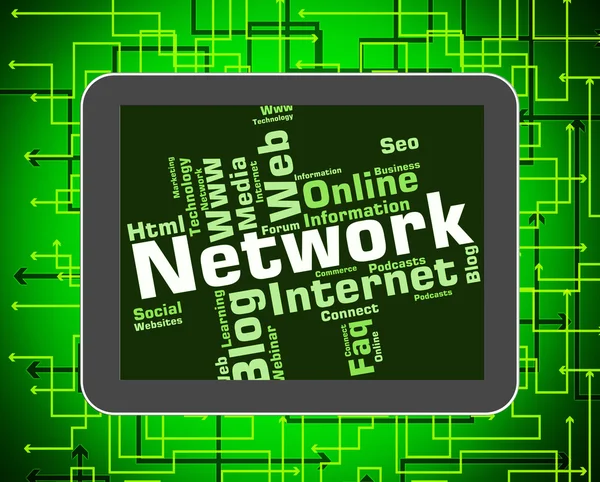Network Word rappresenta le parole di rete e globale — Foto Stock