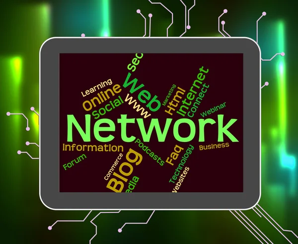 Netzwerkwort steht für Technologie Computing und Web — Stockfoto
