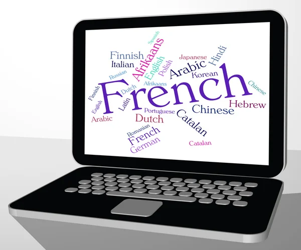Idioma Francés Representa Idiomas Internacionales Y Wordcloud — Foto de Stock