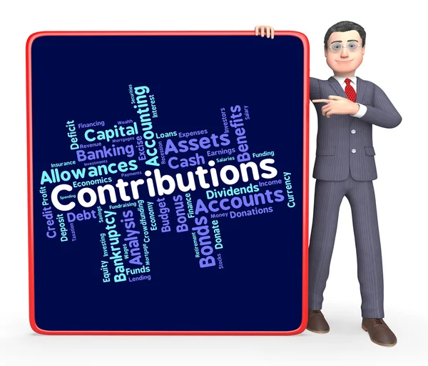 Contributions Word Means Supporter Support And Volunteer — Stock Photo, Image