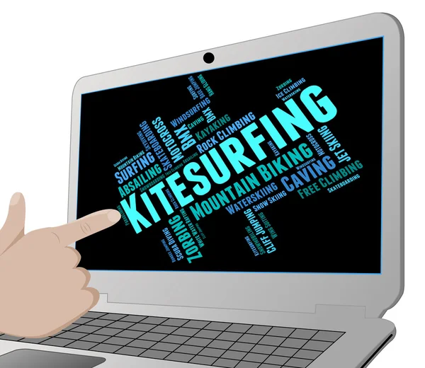 Kitesurfing Word Shows Text Words And Kitesurfer — Stock Photo, Image