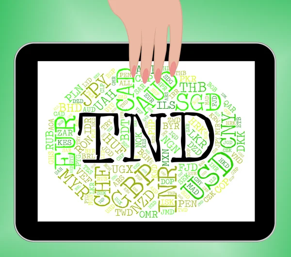 Tnd Currency Means Worldwide Trading And Exchange — Stock Photo, Image