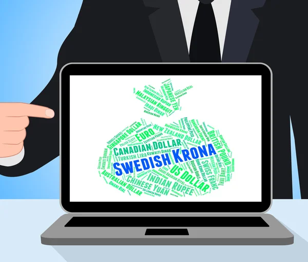 Swedish Krona Indicates Exchange Rate And Banknote — Stock Photo, Image