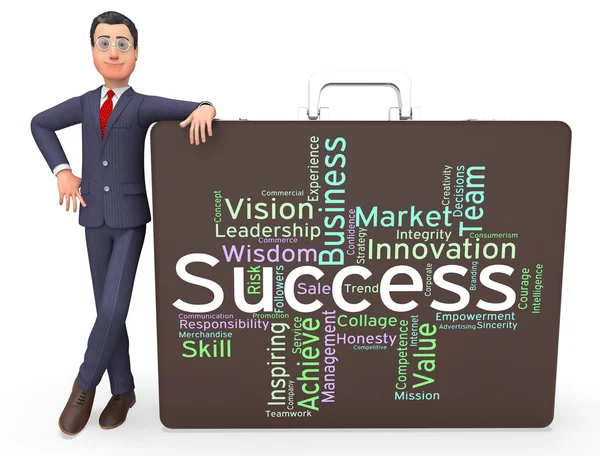 Success Words Represents Victor Succeed And Triumphant — Stock Photo, Image