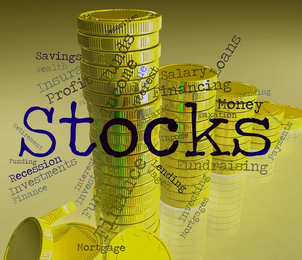 Stocks Palavra indica retorno sobre o investimento e financeiro — Fotografia de Stock
