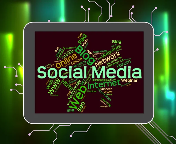 Sociale Media toont Wordcloud Word en Internet — Stockfoto