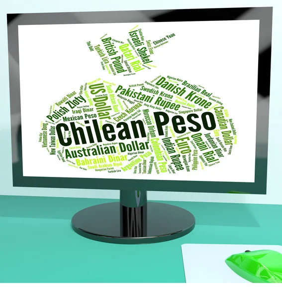 Chilean Peso Shows Worldwide Trading And Clp — Stock Photo, Image