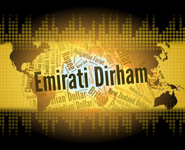 Emirati Dirham Means United Arab Emirates And Banknote — Stock Photo, Image
