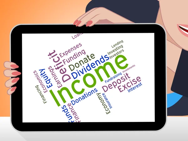 Einkommenswort bedeutet Text und Einkommen verdienen — Stockfoto
