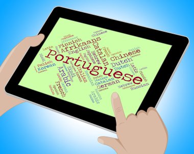 Portuguese Language Shows Communication Vocabulary And Text clipart