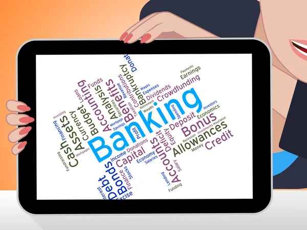 Banking Word Mostra Commercio Banche E Testo — Foto Stock