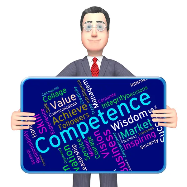 Competence Words Shows Adeptness Capacity And Expertness — Stock Photo, Image