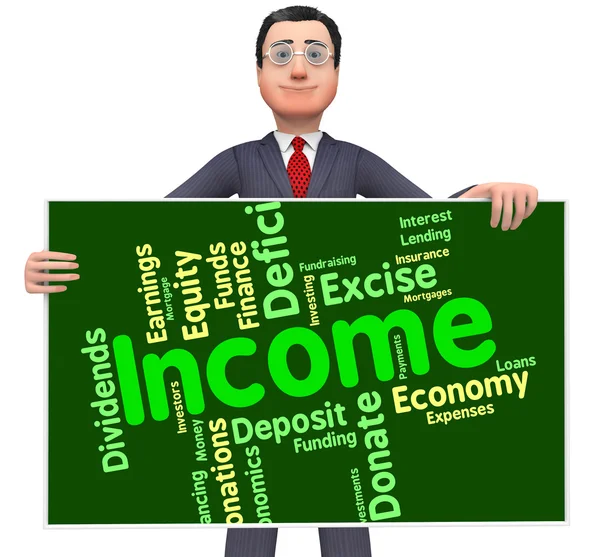 Inkomst ordet betyder texten lön och intäkter — Stockfoto