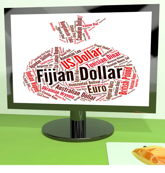 Fijian Dollar Indicates Foreign Exchange And Broker — Stock Photo, Image